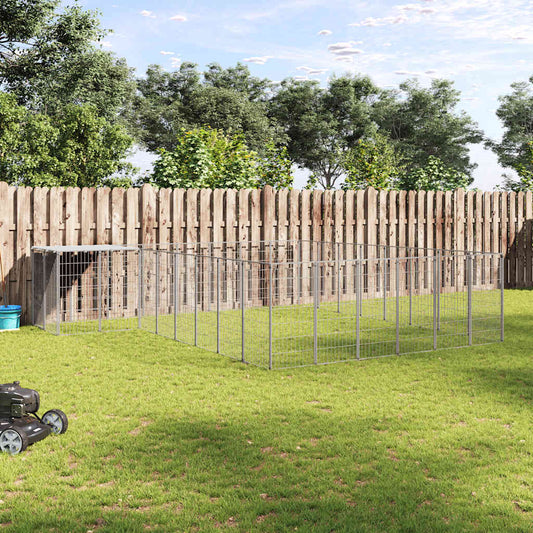 Hondenkennel 15,73 m² staal zilverkleurig is nu te koop bij PeponiXL, paradijselijk wonen!