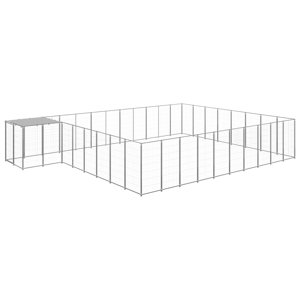 Hondenkennel 25,41 m² staal zilverkleurig is nu te koop bij PeponiXL, paradijselijk wonen!