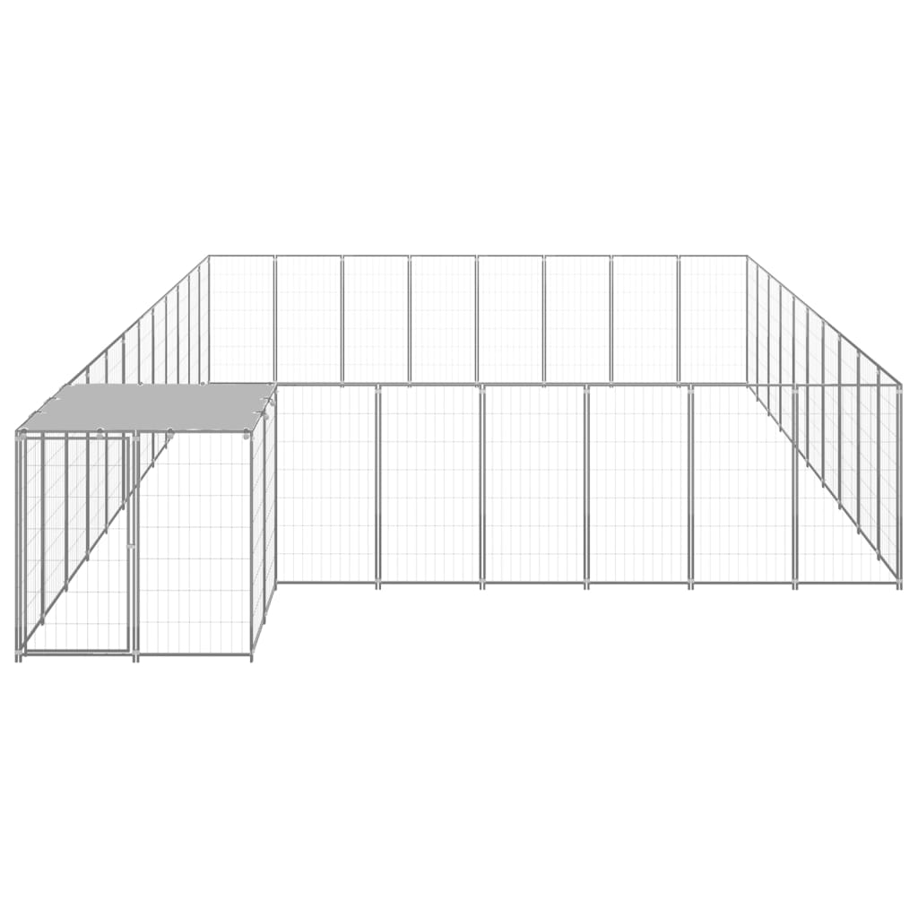 Hondenkennel 25,41 m² staal zilverkleurig is nu te koop bij PeponiXL, paradijselijk wonen!