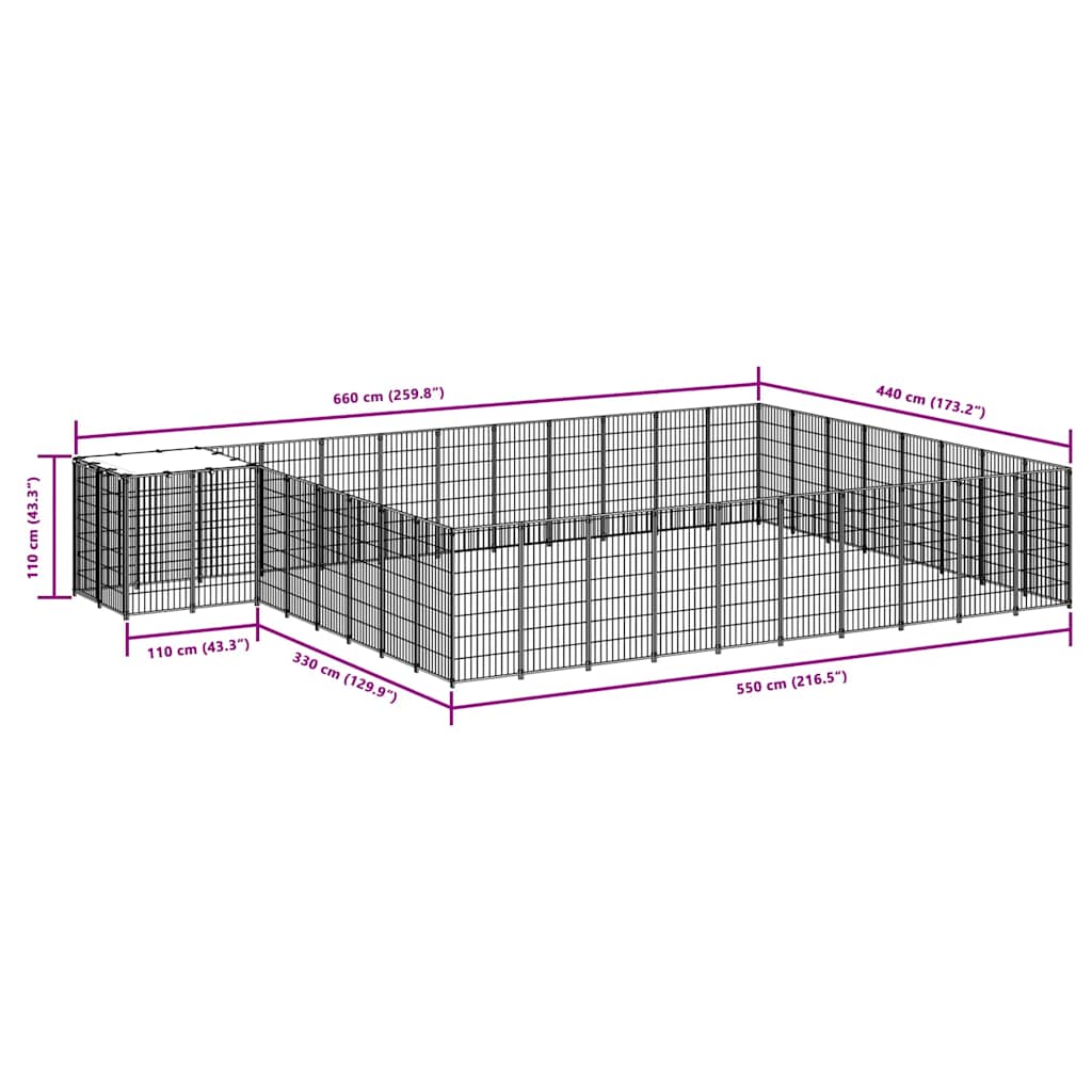 Hondenkennel 25,41 m² staal zilverkleurig is nu te koop bij PeponiXL, paradijselijk wonen!