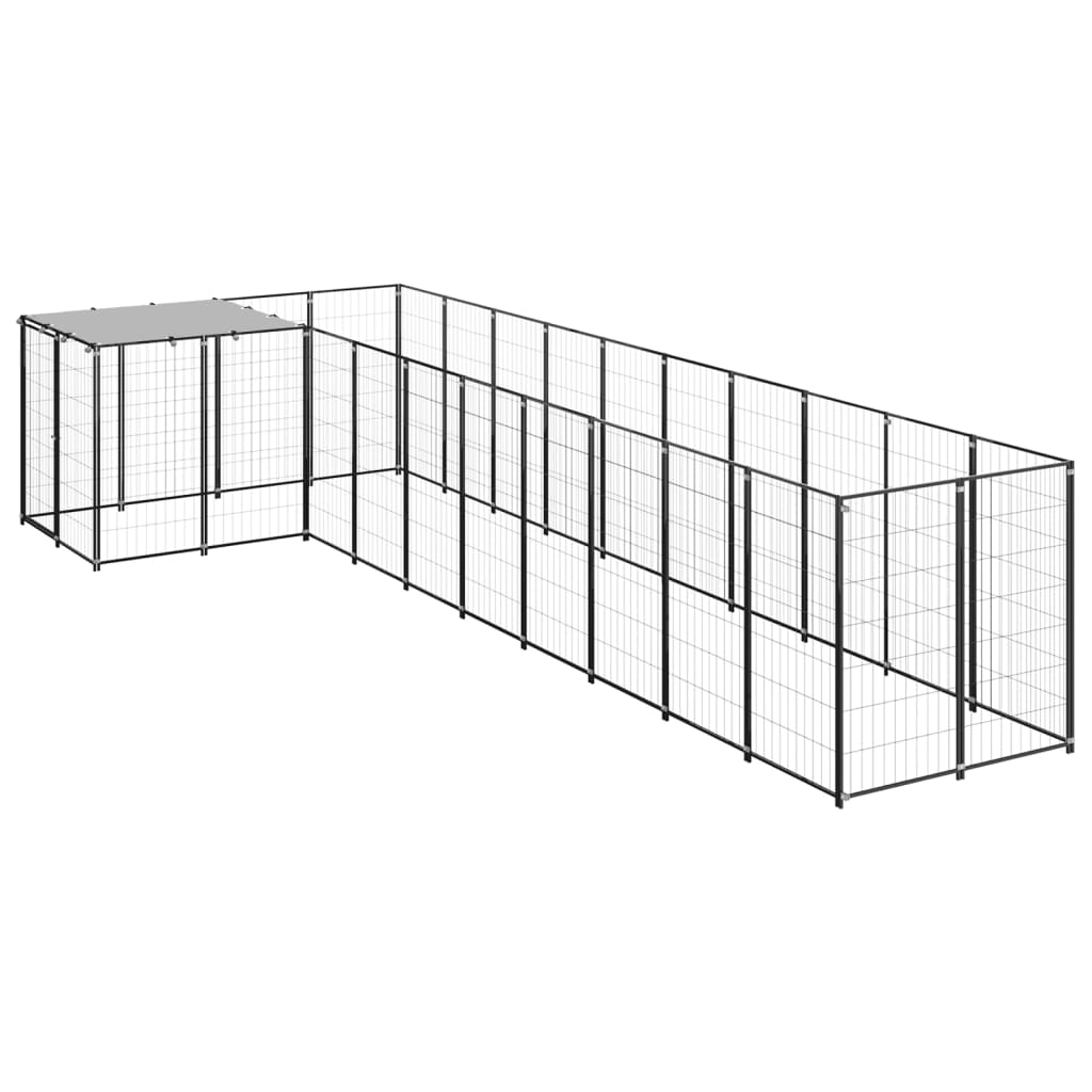 Hondenkennel 7,26 m² staal zwart is nu te koop bij PeponiXL, paradijselijk wonen!
