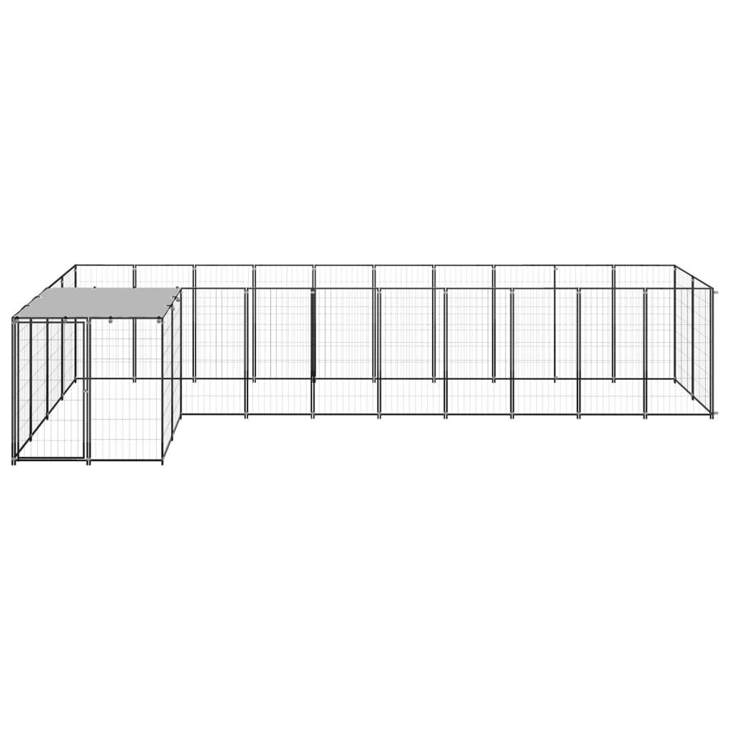 Hondenkennel 7,26 m² staal zwart is nu te koop bij PeponiXL, paradijselijk wonen!