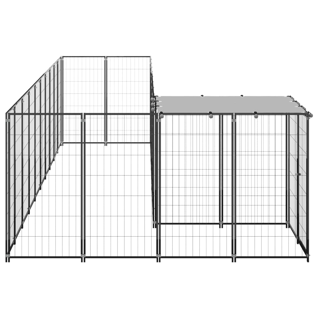 Hondenkennel 7,26 m² staal zwart is nu te koop bij PeponiXL, paradijselijk wonen!