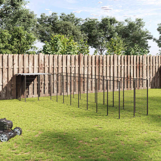 Hondenkennel 7,26 m² staal zwart is nu te koop bij PeponiXL, paradijselijk wonen!
