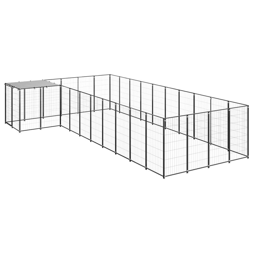 Hondenkennel 13,31 m² staal zwart is nu te koop bij PeponiXL, paradijselijk wonen!
