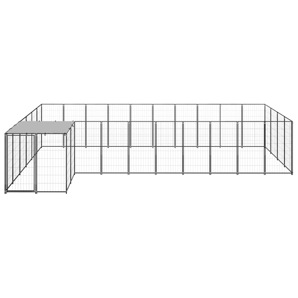 Hondenkennel 13,31 m² staal zwart is nu te koop bij PeponiXL, paradijselijk wonen!