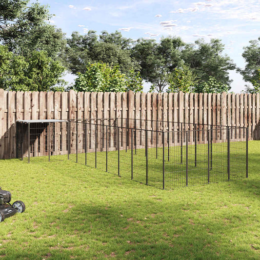 Hondenkennel 13,31 m² staal zwart is nu te koop bij PeponiXL, paradijselijk wonen!