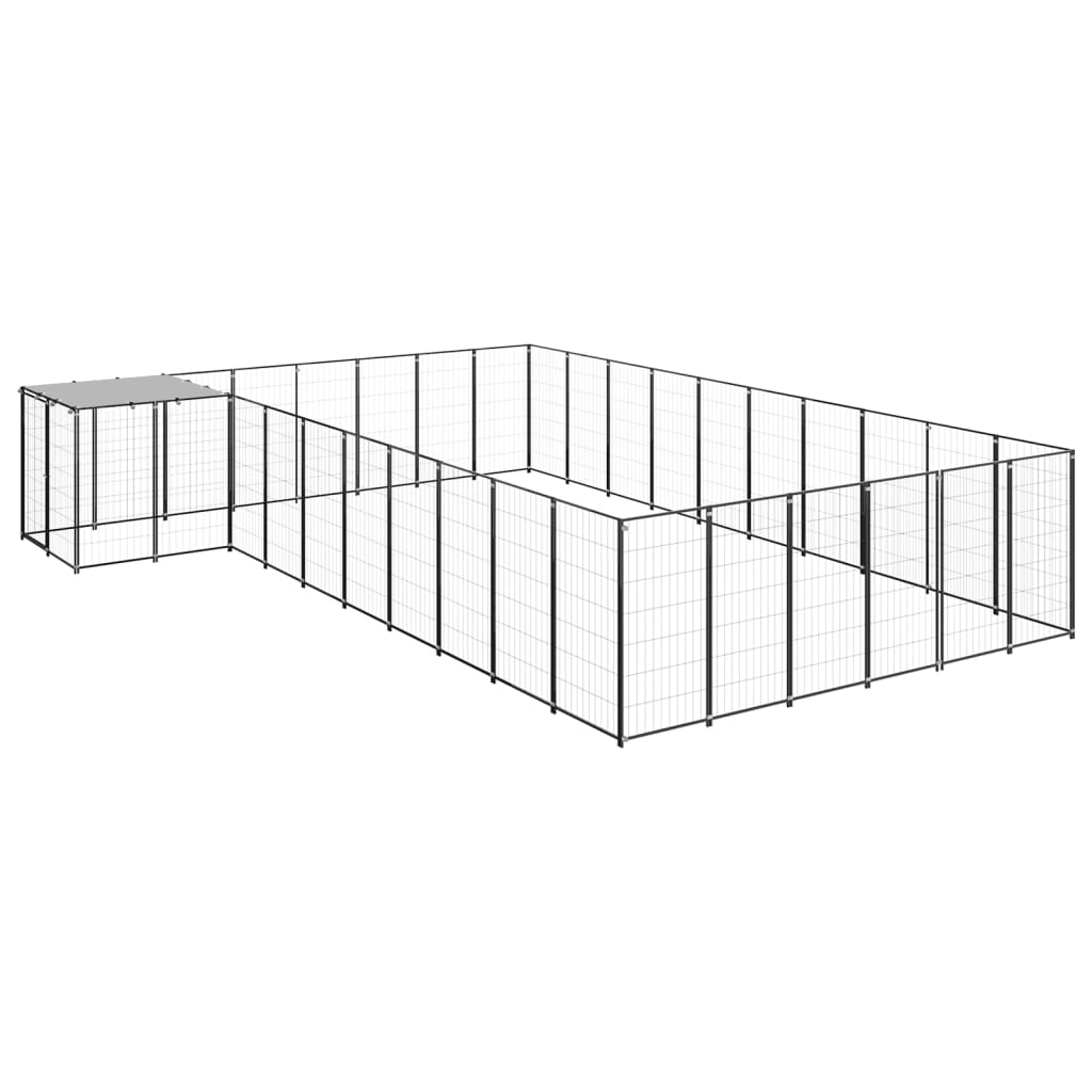 Hondenkennel 19,36 m² staal zwart is nu te koop bij PeponiXL, paradijselijk wonen!