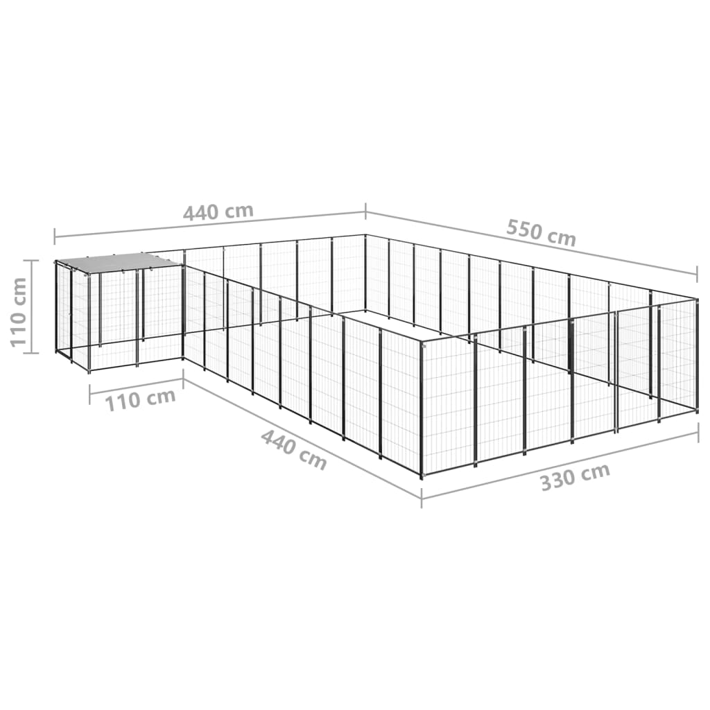 Hondenkennel 19,36 m² staal zwart is nu te koop bij PeponiXL, paradijselijk wonen!