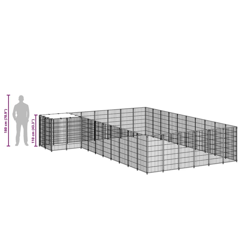 Hondenkennel 19,36 m² staal zwart is nu te koop bij PeponiXL, paradijselijk wonen!
