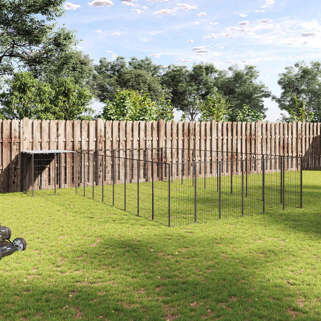 Hondenkennel 19,36 m² staal zwart is nu te koop bij PeponiXL, paradijselijk wonen!