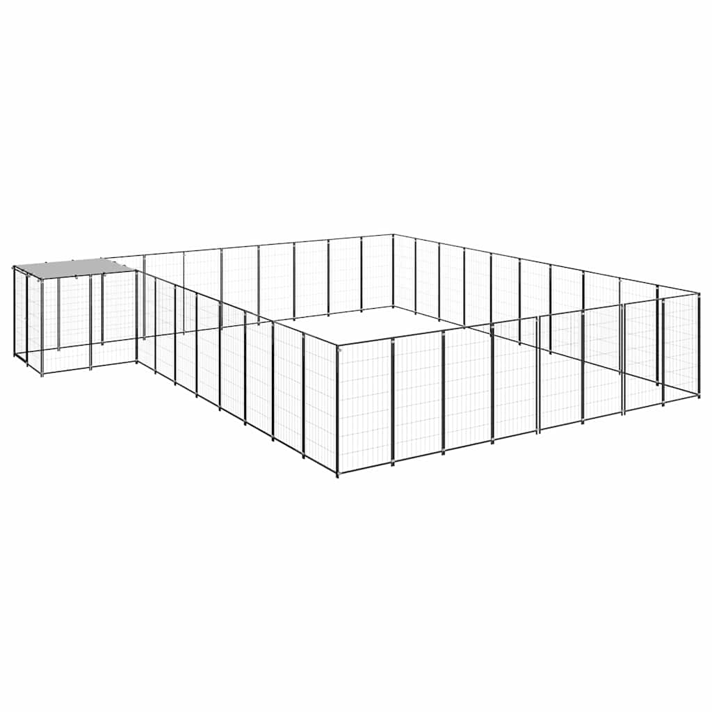 Hondenkennel 25,41 m² staal zwart is nu te koop bij PeponiXL, paradijselijk wonen!