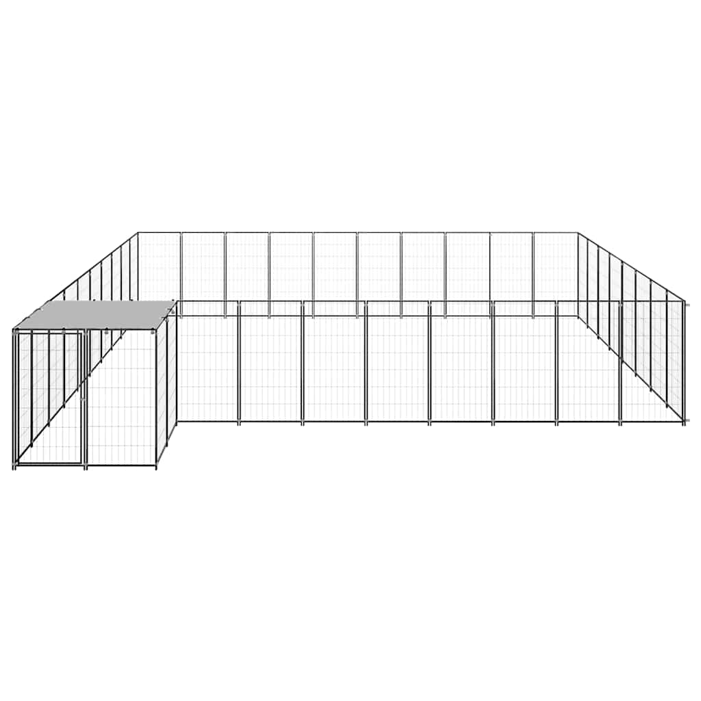 Hondenkennel 25,41 m² staal zwart is nu te koop bij PeponiXL, paradijselijk wonen!