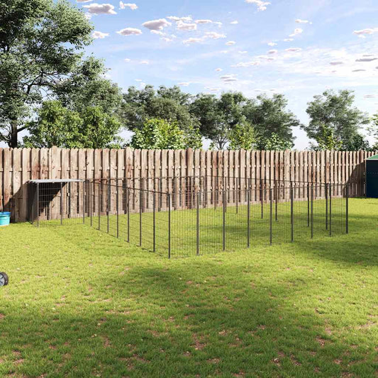 Hondenkennel 25,41 m² staal zwart is nu te koop bij PeponiXL, paradijselijk wonen!