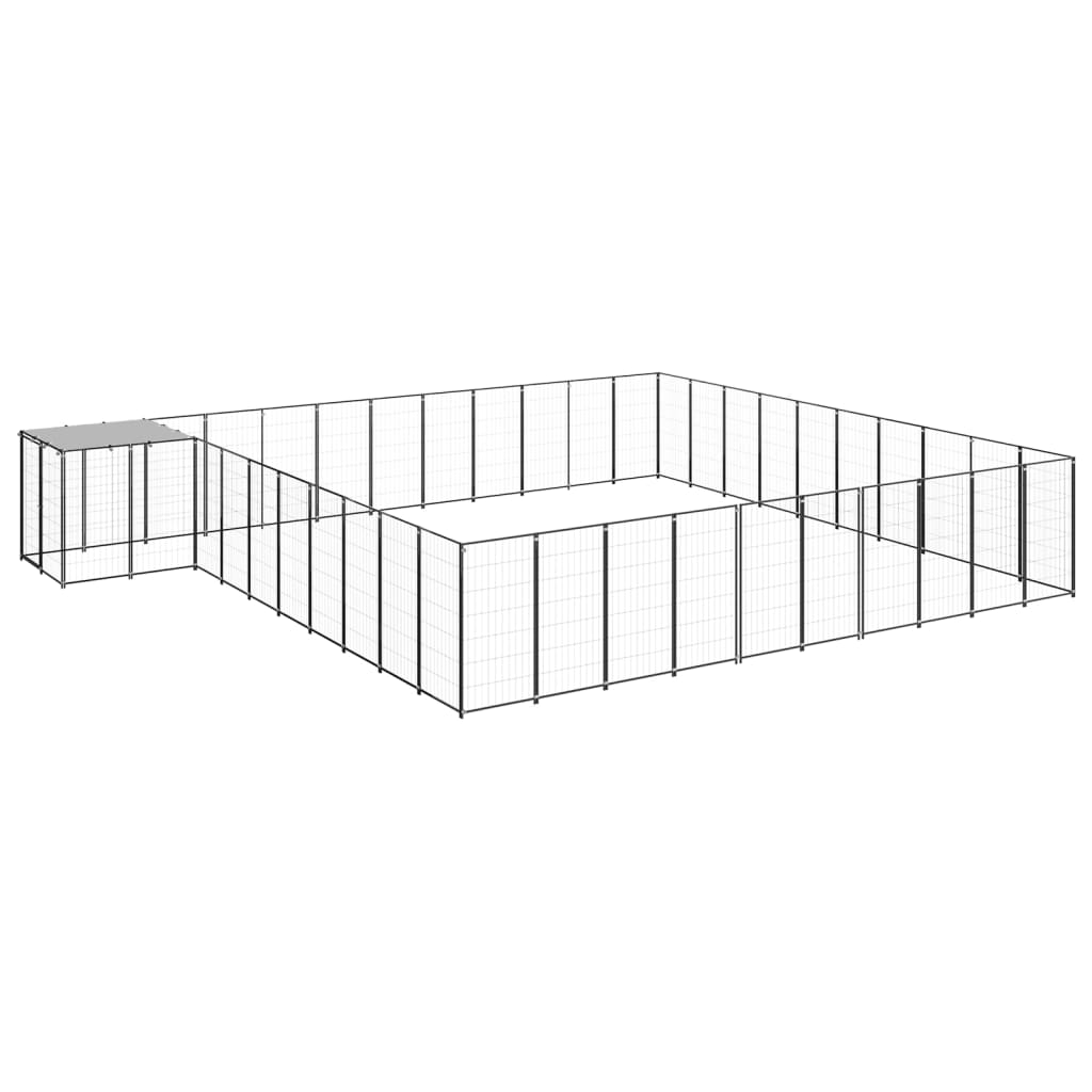 Hondenkennel 31,46 m² staal zwart is nu te koop bij PeponiXL, paradijselijk wonen!
