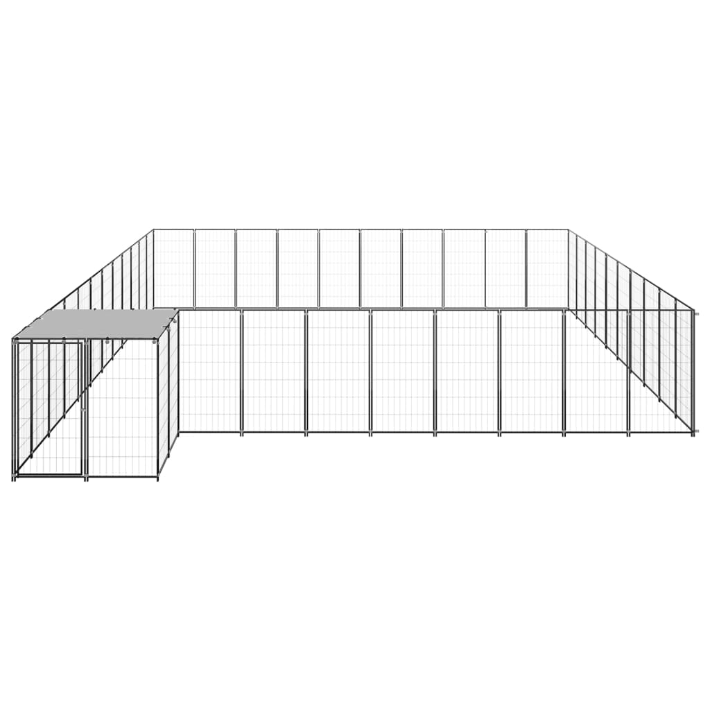 Hondenkennel 31,46 m² staal zwart is nu te koop bij PeponiXL, paradijselijk wonen!