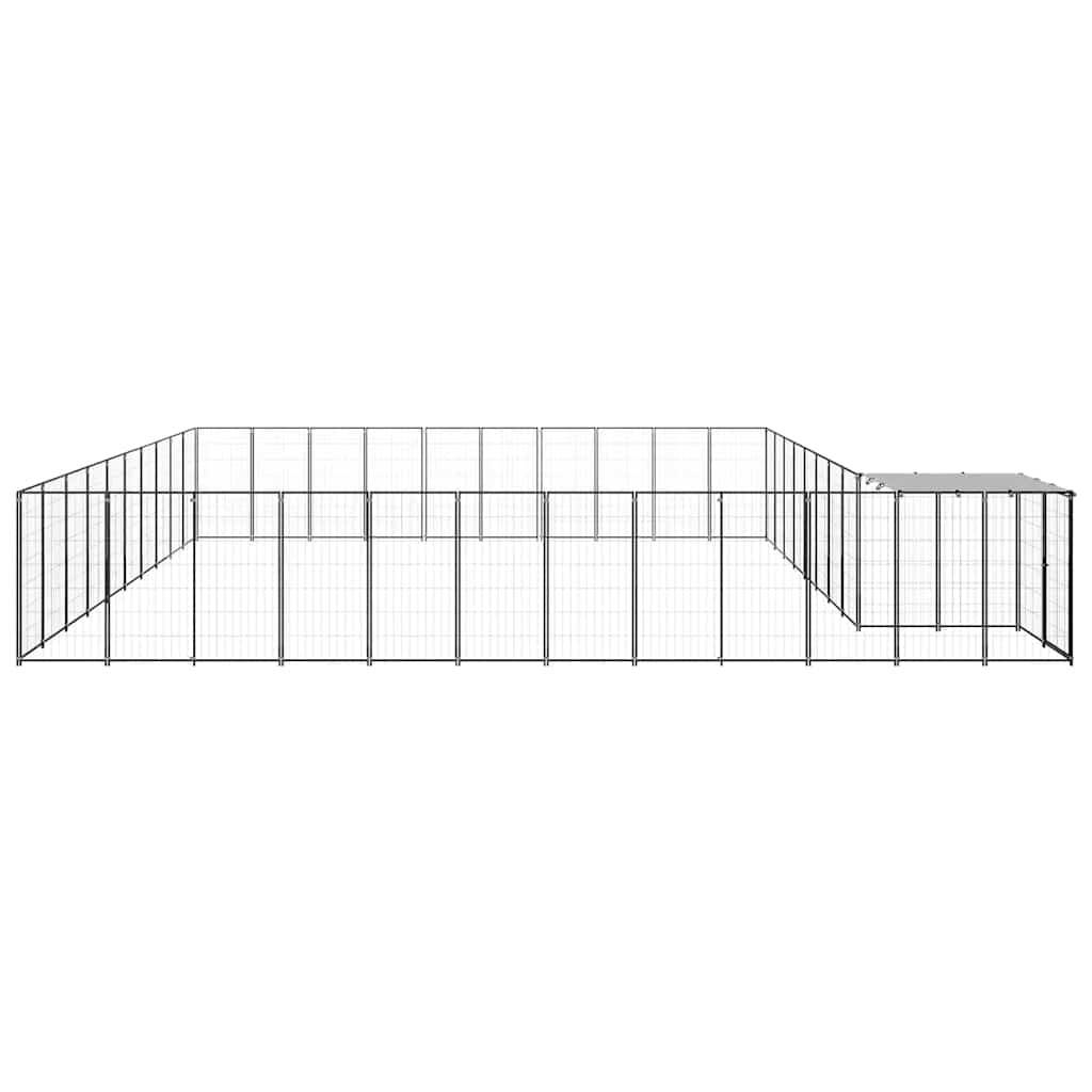 Hondenkennel 31,46 m² staal zwart is nu te koop bij PeponiXL, paradijselijk wonen!