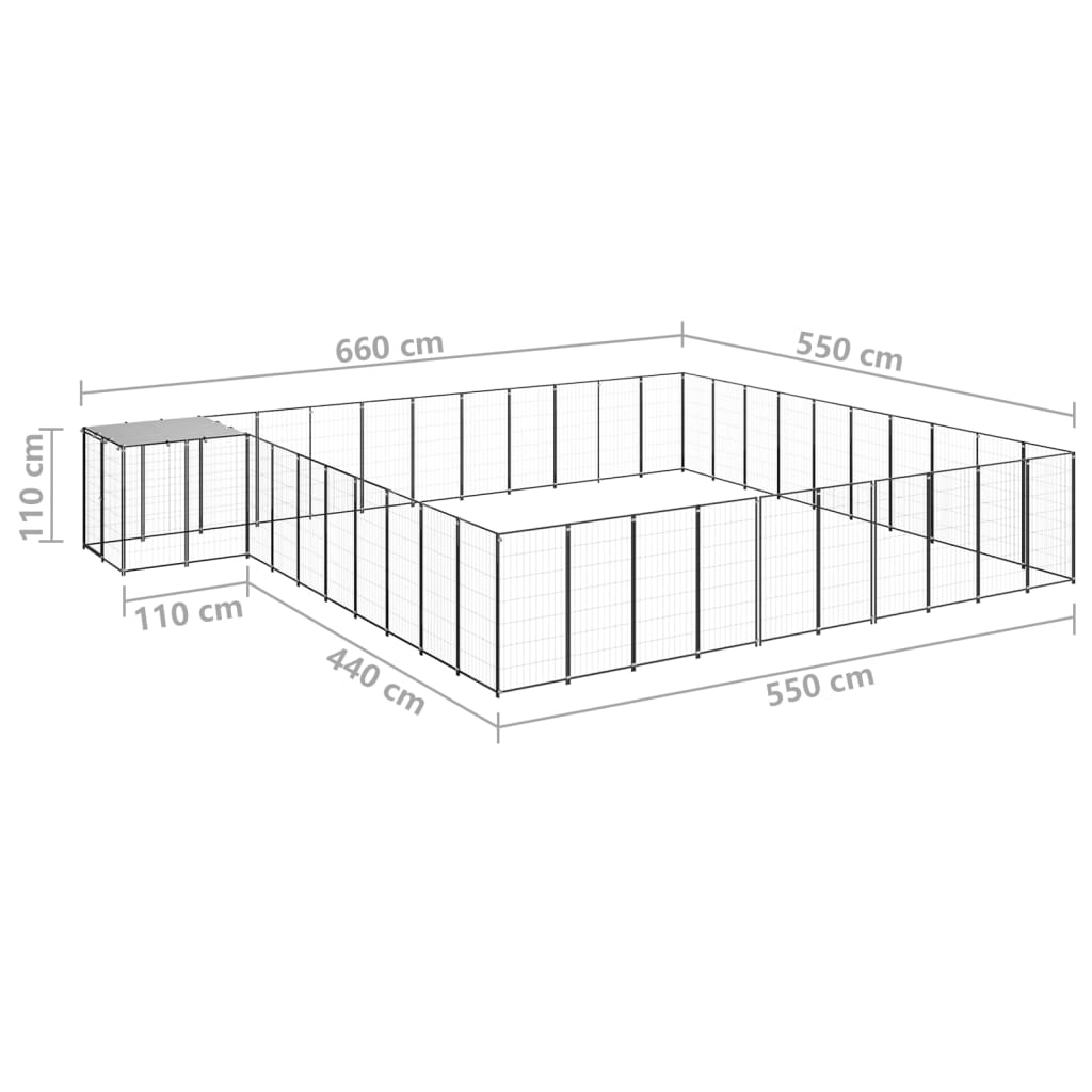 Hondenkennel 31,46 m² staal zwart is nu te koop bij PeponiXL, paradijselijk wonen!