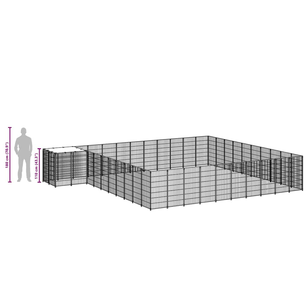 Hondenkennel 31,46 m² staal zwart is nu te koop bij PeponiXL, paradijselijk wonen!
