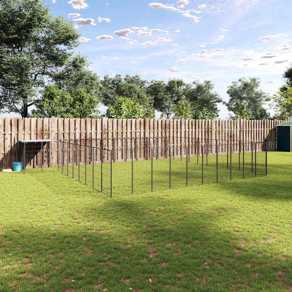 Hondenkennel 31,46 m² staal zwart is nu te koop bij PeponiXL, paradijselijk wonen!