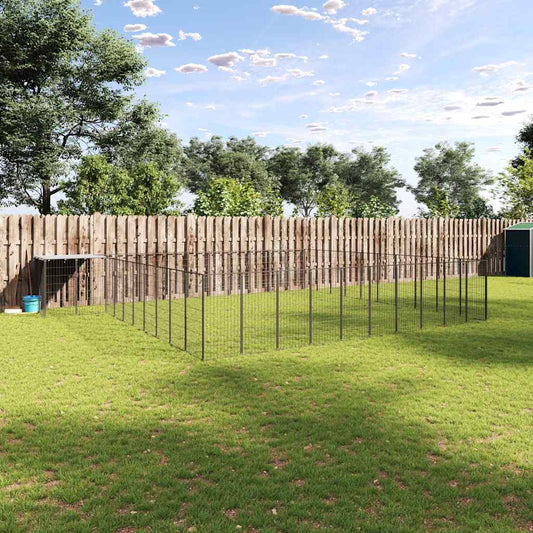 Hondenkennel 31,46 m² staal zwart is nu te koop bij PeponiXL, paradijselijk wonen!