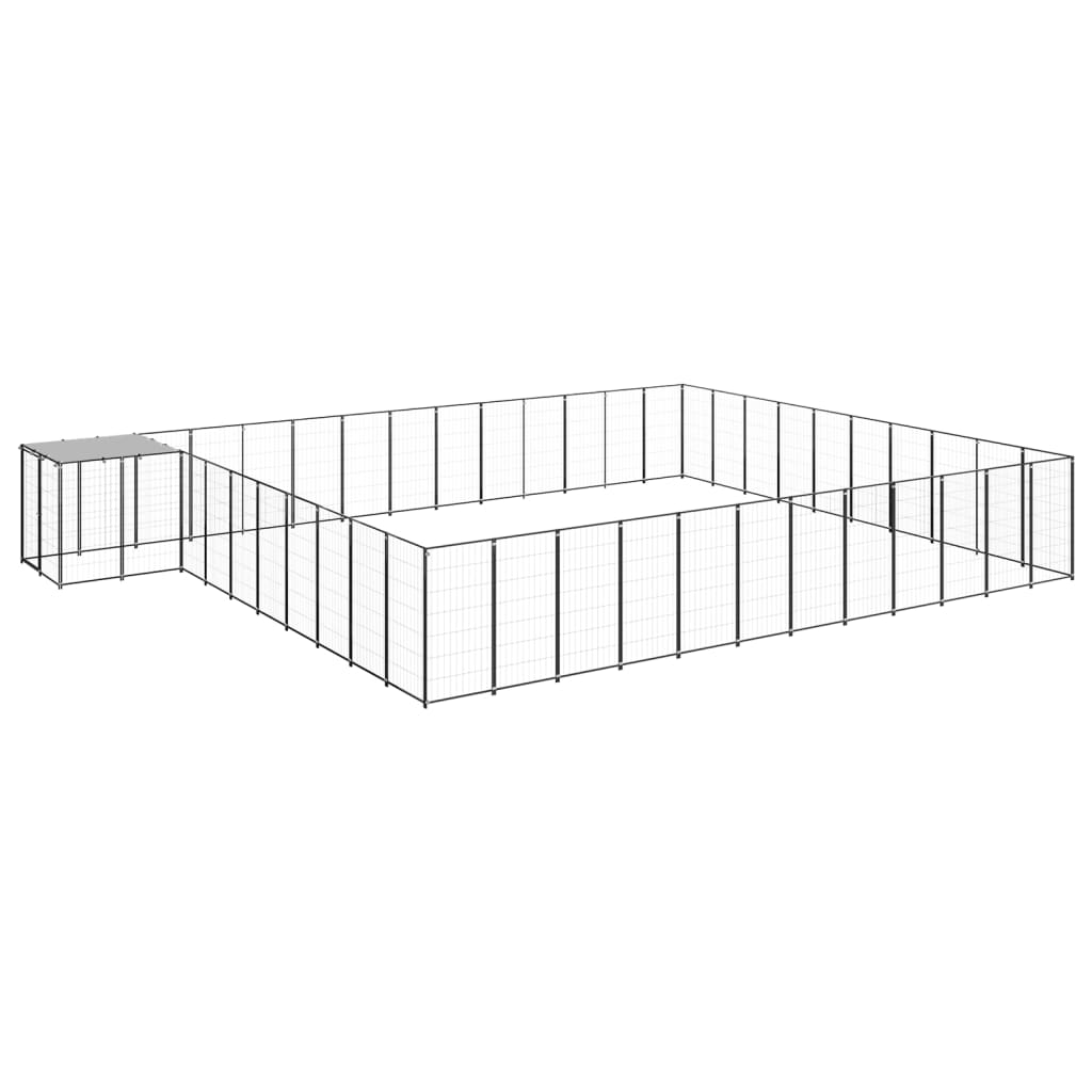Hondenkennel 37,51 m² staal zwart is nu te koop bij PeponiXL, paradijselijk wonen!