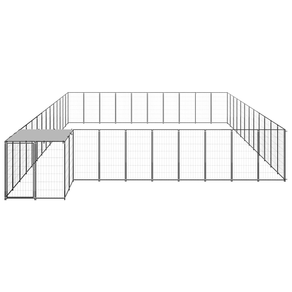 Hondenkennel 37,51 m² staal zwart is nu te koop bij PeponiXL, paradijselijk wonen!