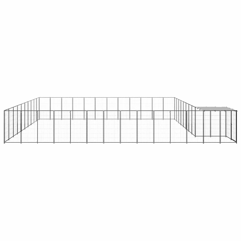 Hondenkennel 37,51 m² staal zwart is nu te koop bij PeponiXL, paradijselijk wonen!