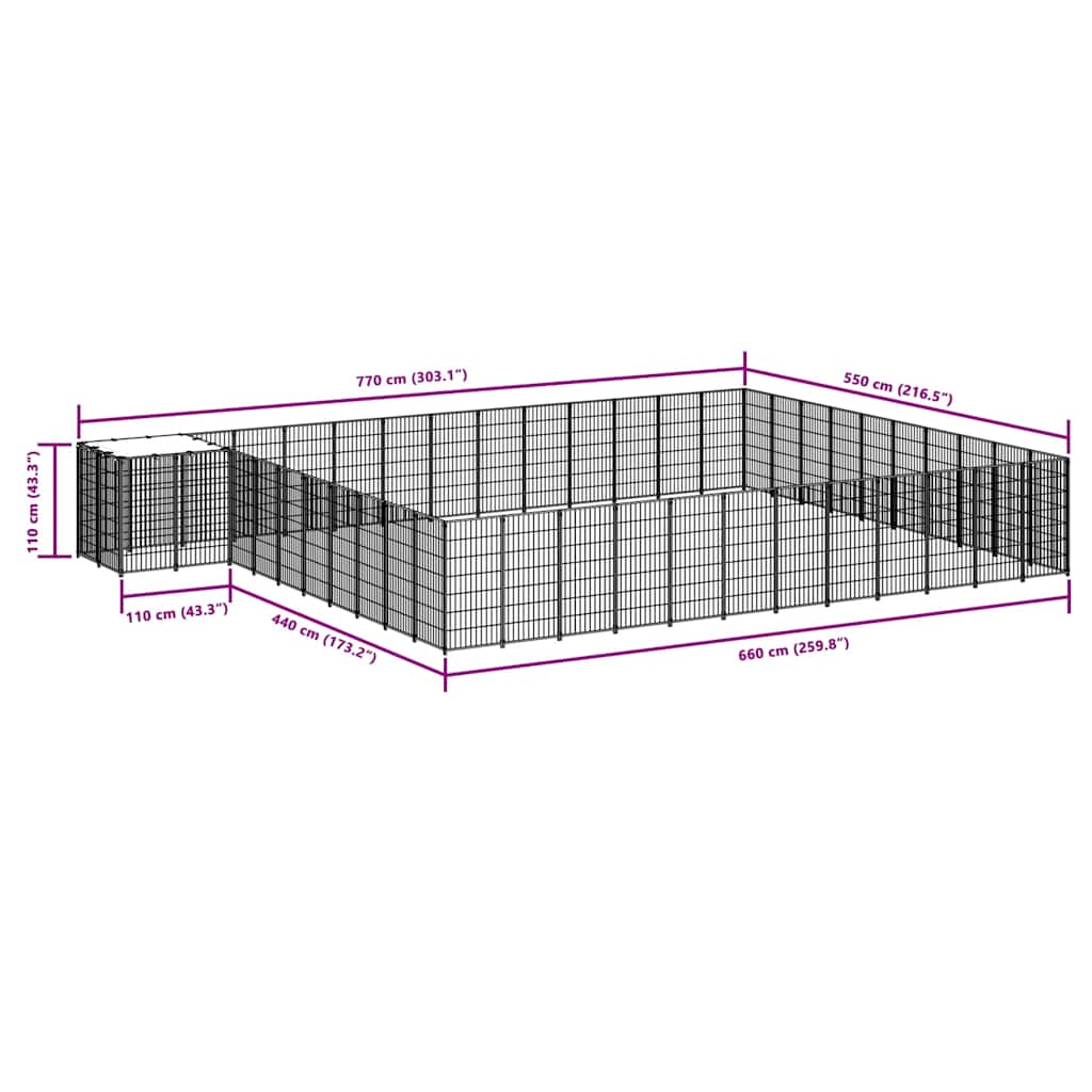 Hondenkennel 37,51 m² staal zwart is nu te koop bij PeponiXL, paradijselijk wonen!