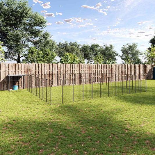 Hondenkennel 37,51 m² staal zwart is nu te koop bij PeponiXL, paradijselijk wonen!