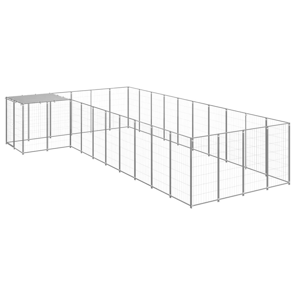 Hondenkennel 13,31 m² staal zilverkleurig is nu te koop bij PeponiXL, paradijselijk wonen!