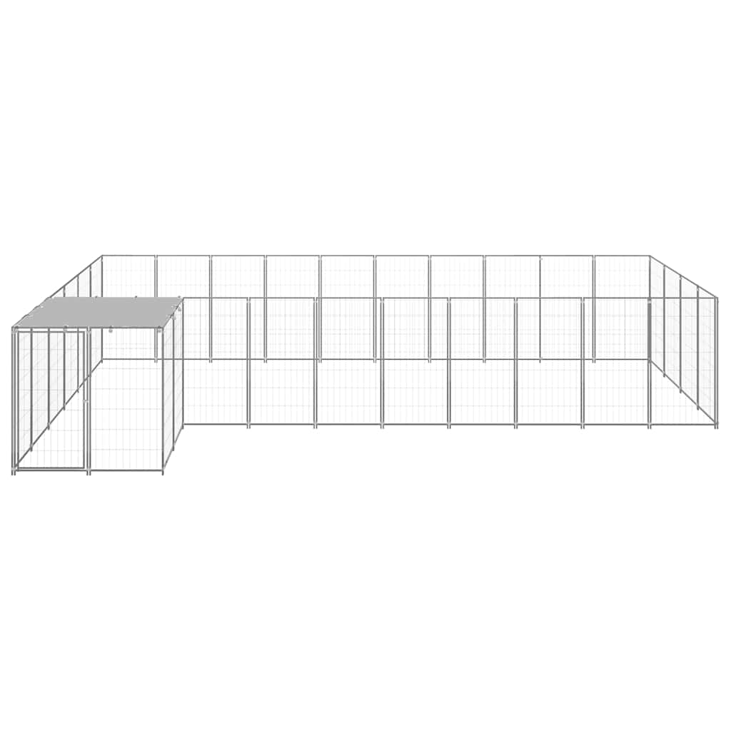 Hondenkennel 13,31 m² staal zilverkleurig is nu te koop bij PeponiXL, paradijselijk wonen!