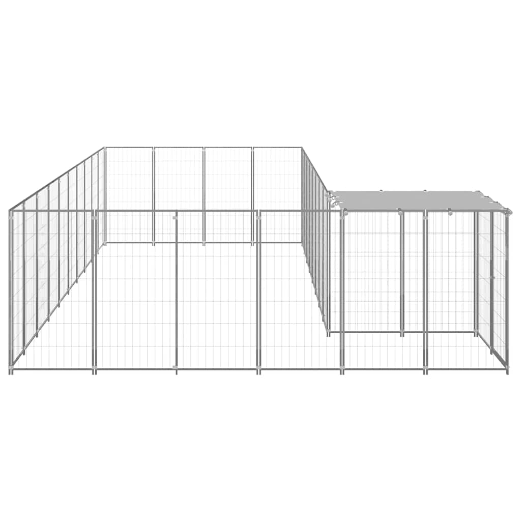Hondenkennel 13,31 m² staal zilverkleurig is nu te koop bij PeponiXL, paradijselijk wonen!