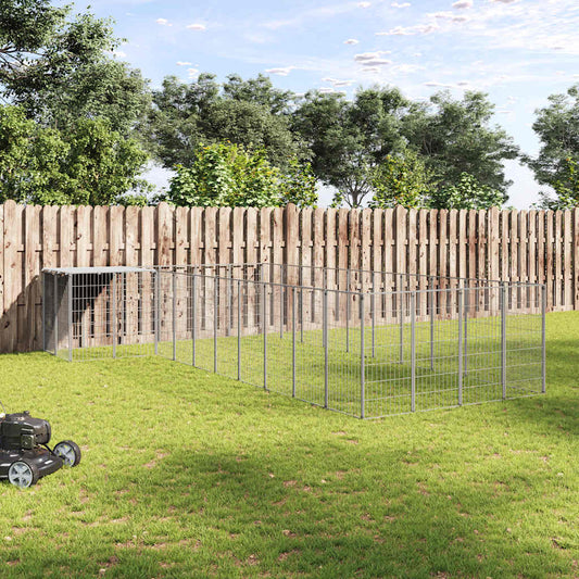 Hondenkennel 13,31 m² staal zilverkleurig is nu te koop bij PeponiXL, paradijselijk wonen!