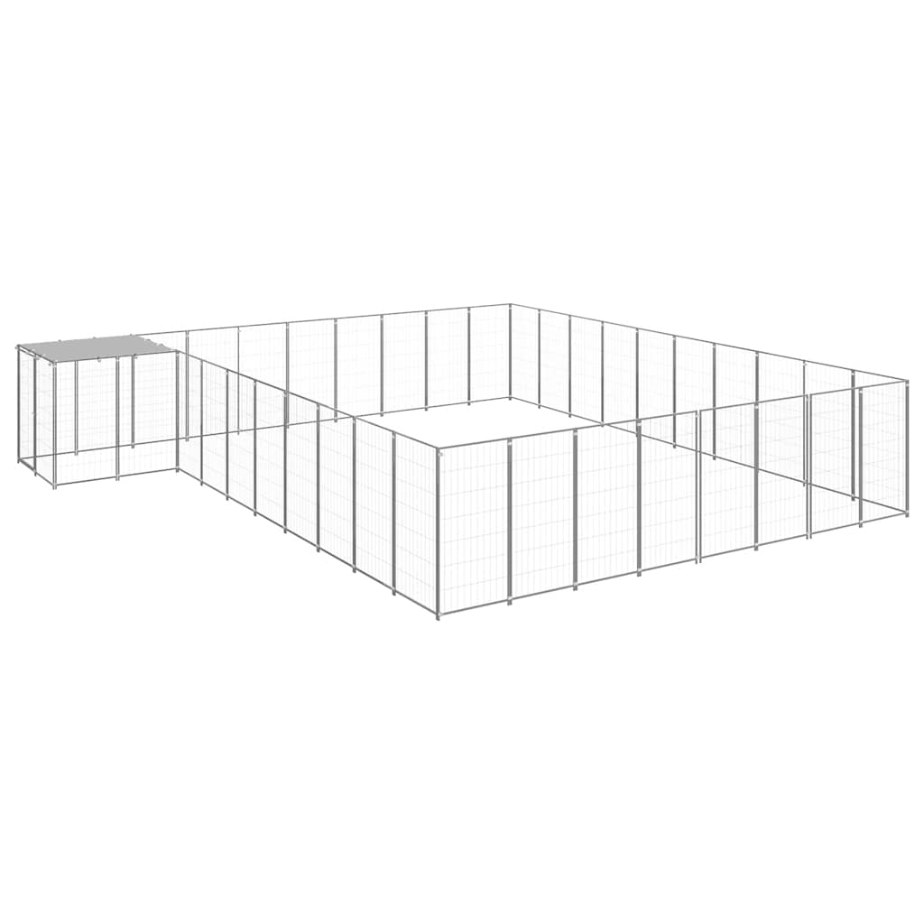 Hondenkennel 25,41 m² staal zilverkleurig is nu te koop bij PeponiXL, paradijselijk wonen!