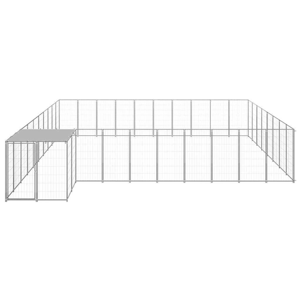 Hondenkennel 25,41 m² staal zilverkleurig is nu te koop bij PeponiXL, paradijselijk wonen!