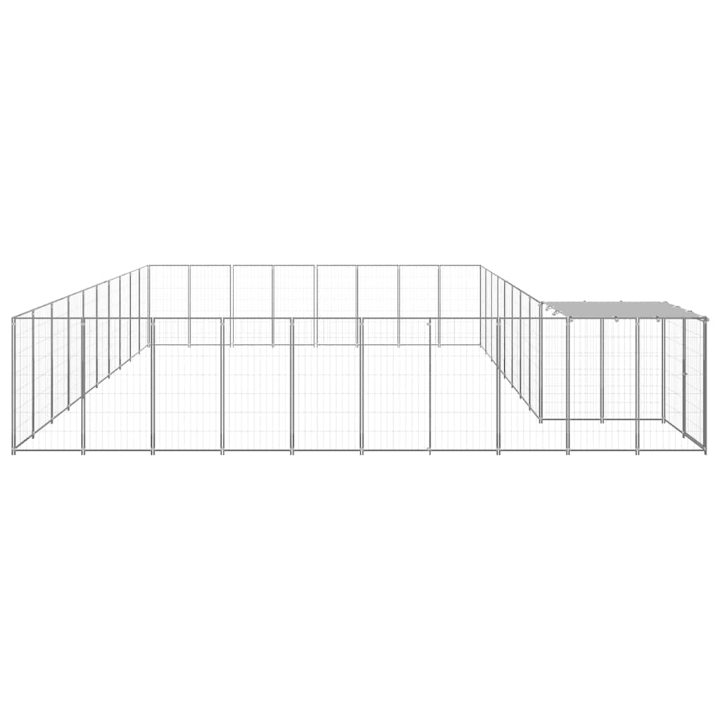 Hondenkennel 25,41 m² staal zilverkleurig is nu te koop bij PeponiXL, paradijselijk wonen!
