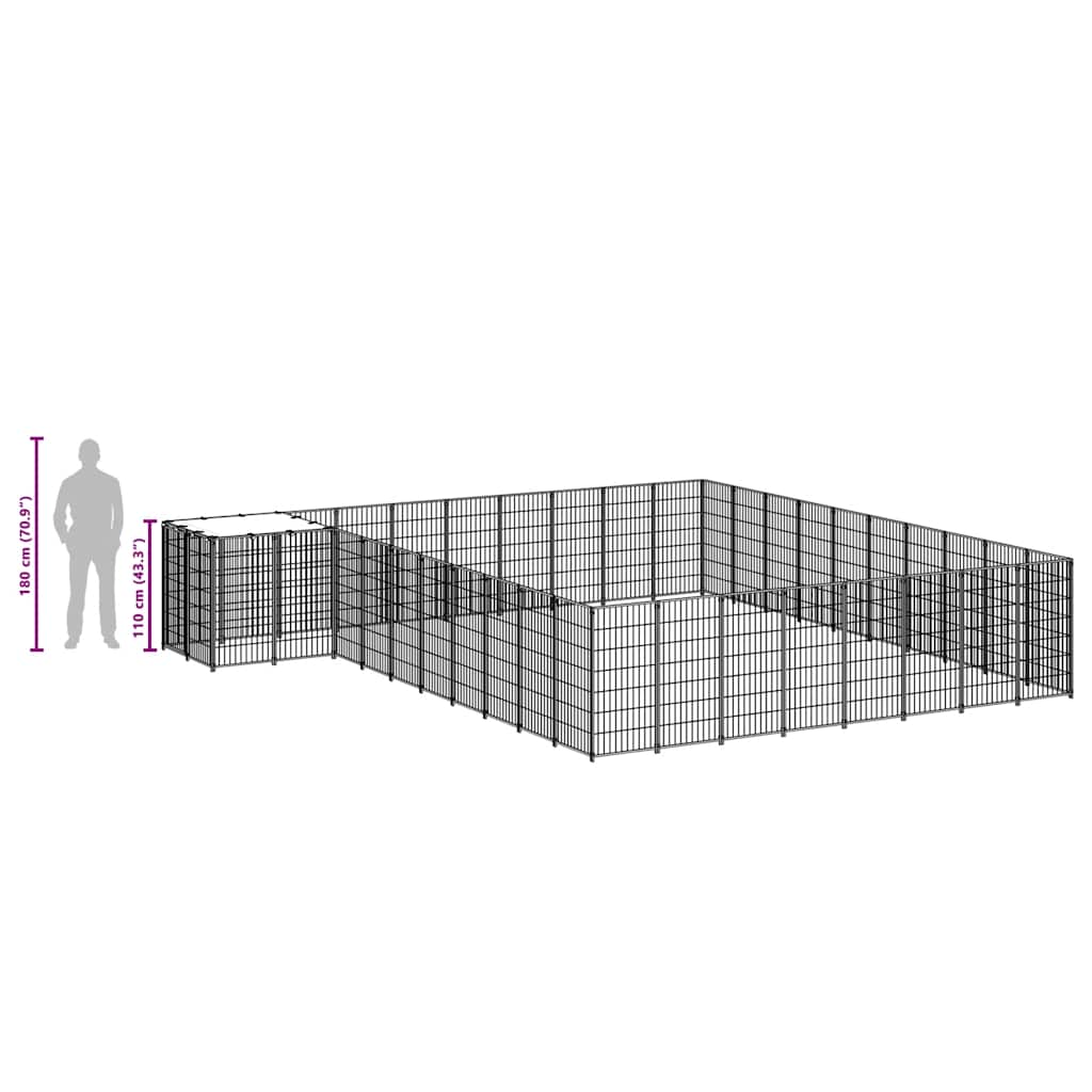 Hondenkennel 25,41 m² staal zilverkleurig is nu te koop bij PeponiXL, paradijselijk wonen!