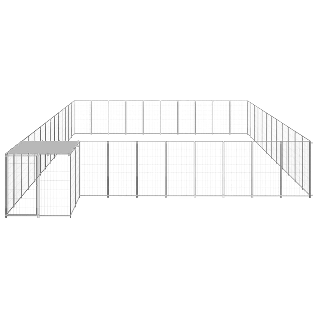 Hondenkennel 37,51 m² staal zilverkleurig is nu te koop bij PeponiXL, paradijselijk wonen!