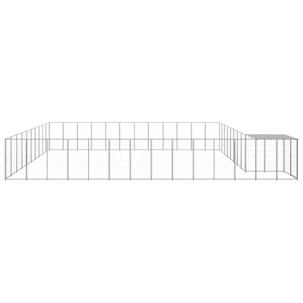 Hondenkennel 37,51 m² staal zilverkleurig is nu te koop bij PeponiXL, paradijselijk wonen!