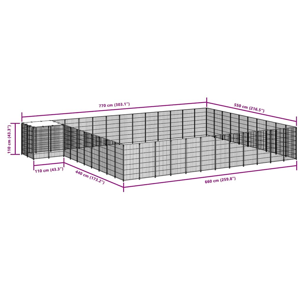 Hondenkennel 37,51 m² staal zilverkleurig is nu te koop bij PeponiXL, paradijselijk wonen!