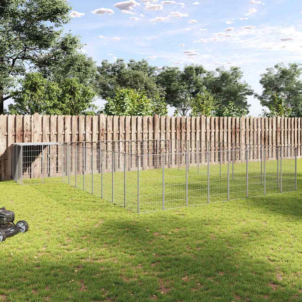 Hondenkennel 37,51 m² staal zilverkleurig is nu te koop bij PeponiXL, paradijselijk wonen!