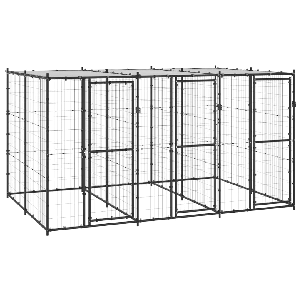 Hondenkennel met dak 7,26 m² staal is nu te koop bij PeponiXL, paradijselijk wonen!
