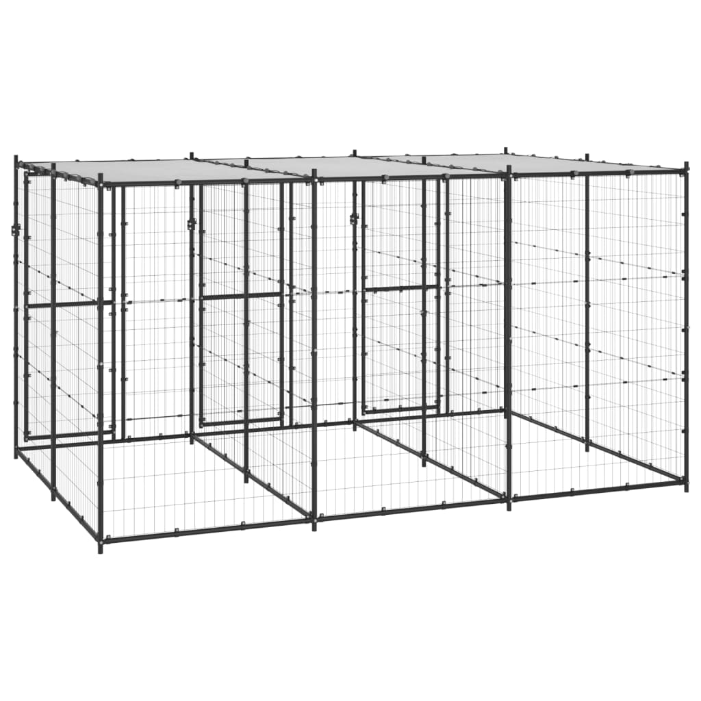 Hondenkennel met dak 7,26 m² staal is nu te koop bij PeponiXL, paradijselijk wonen!
