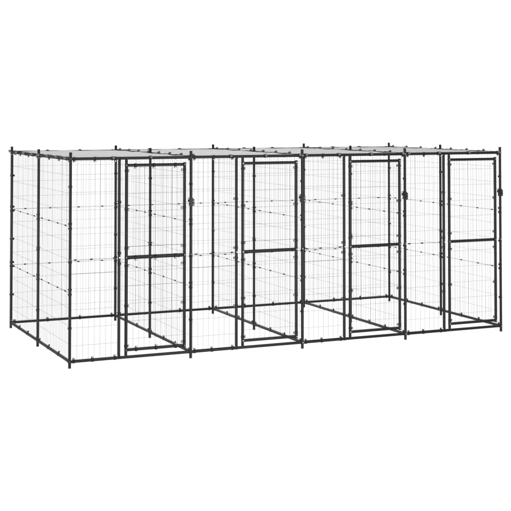 Hondenkennel met dak 9,68 m² staal is nu te koop bij PeponiXL, paradijselijk wonen!