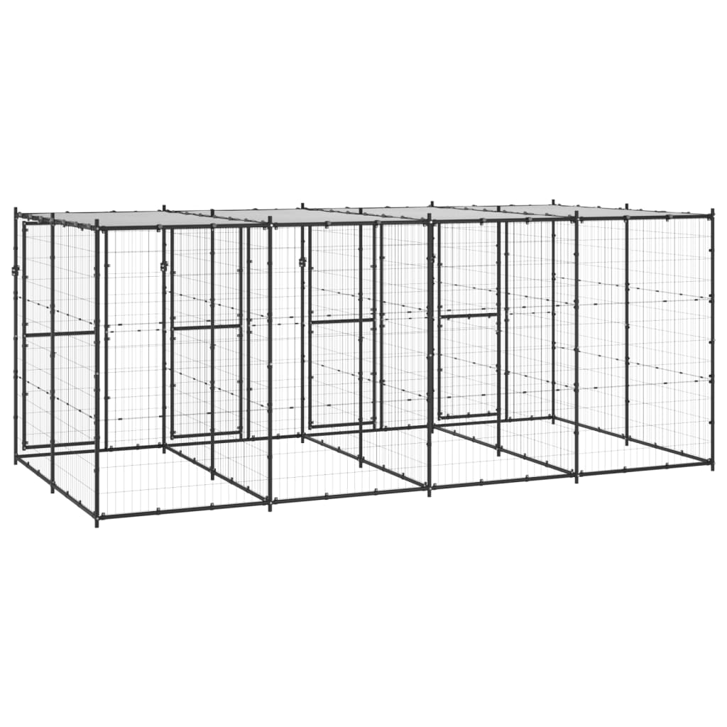Hondenkennel met dak 9,68 m² staal is nu te koop bij PeponiXL, paradijselijk wonen!