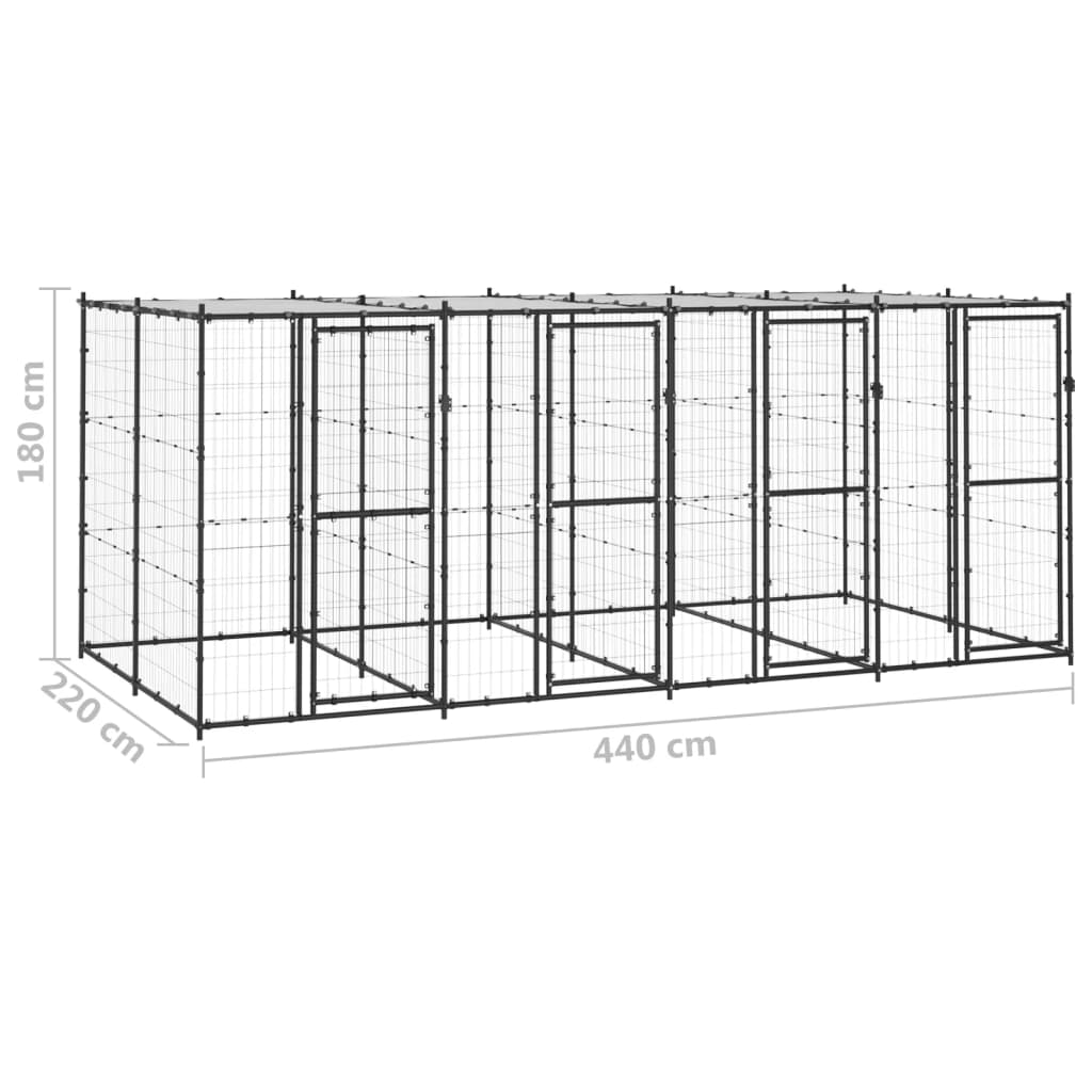 Hondenkennel met dak 9,68 m² staal is nu te koop bij PeponiXL, paradijselijk wonen!