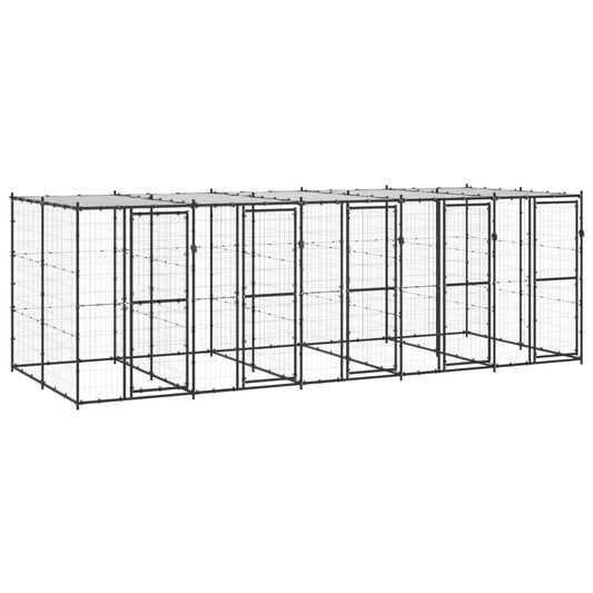 Hondenkennel met dak 12,1 m² staal is nu te koop bij PeponiXL, paradijselijk wonen!