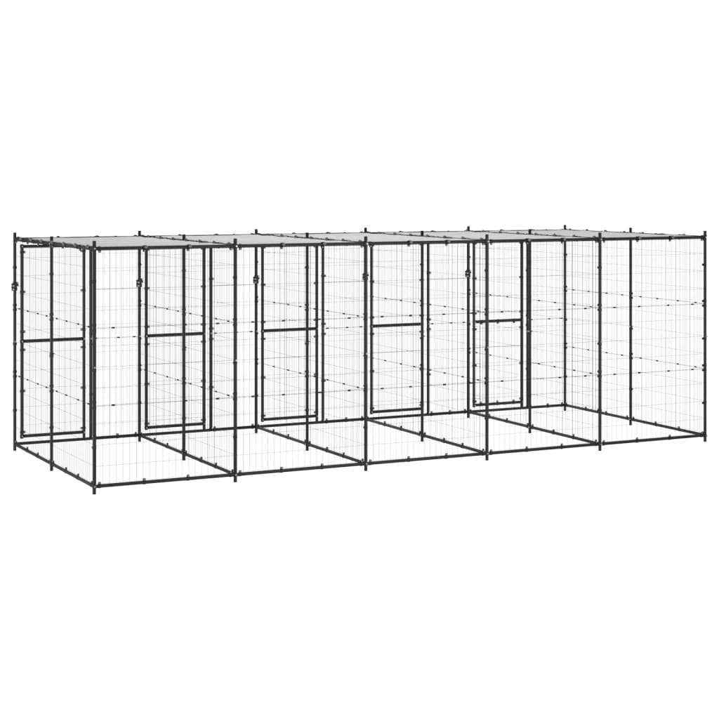 Hondenkennel met dak 12,1 m² staal is nu te koop bij PeponiXL, paradijselijk wonen!