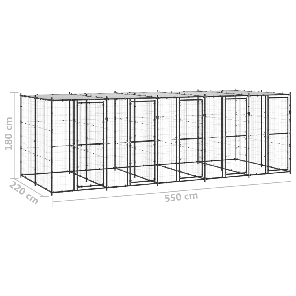 Hondenkennel met dak 12,1 m² staal is nu te koop bij PeponiXL, paradijselijk wonen!